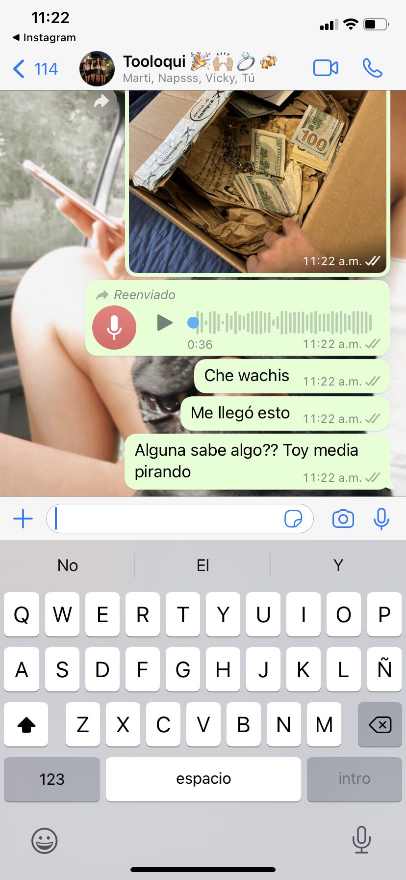 Captura de la conversaci&oacute;n reenviada por WhatsApp